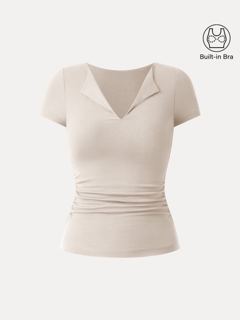 OGL Flapped V-neck Side Ruched Brami T-shirt